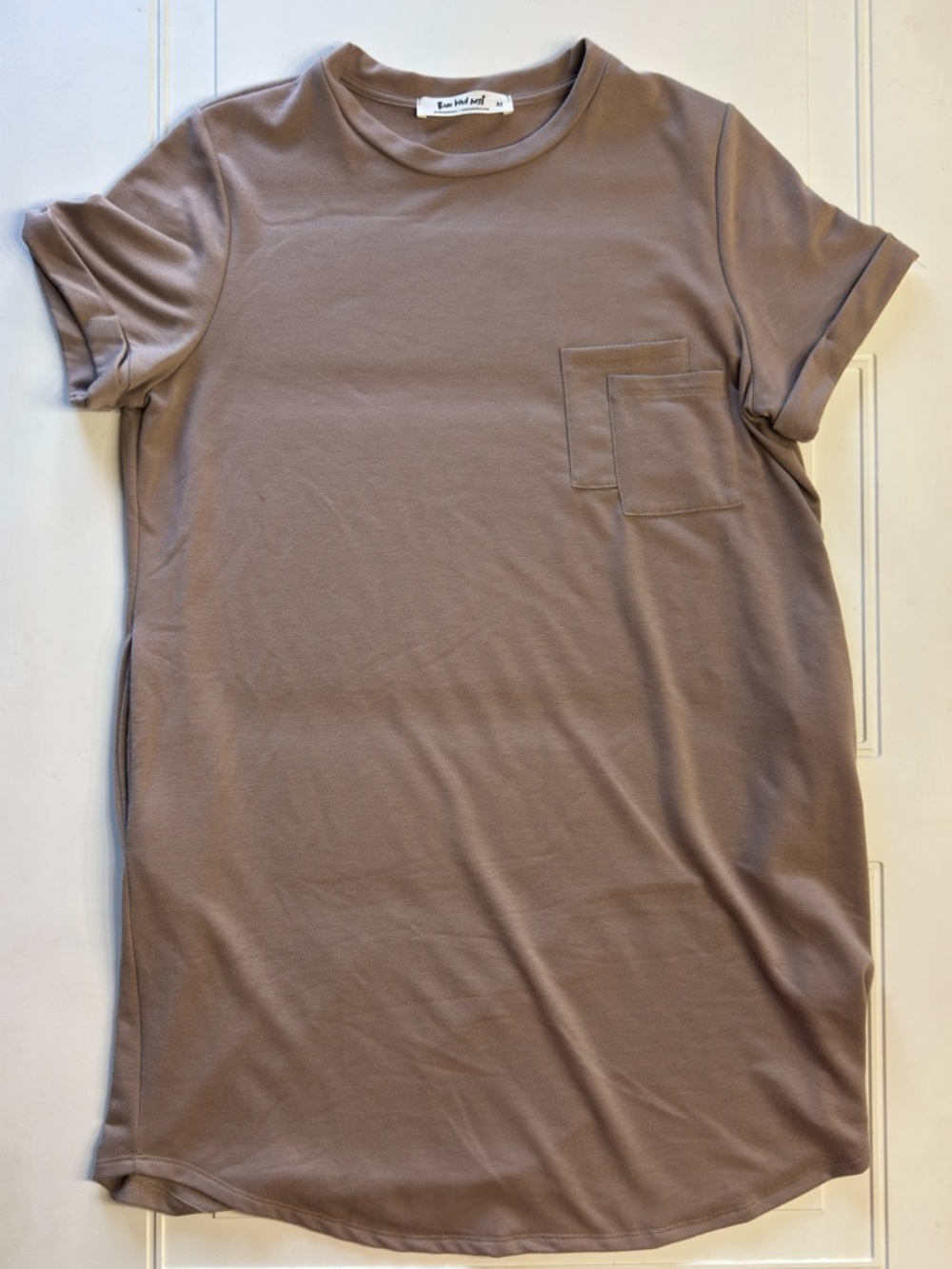 Three Bird Nest Women’s Sz XL Tan Double Pocket Sweatshirt Sweater Midi Dress